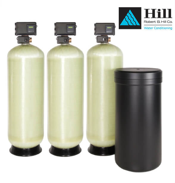triple parallel fiberglass commercial water softener